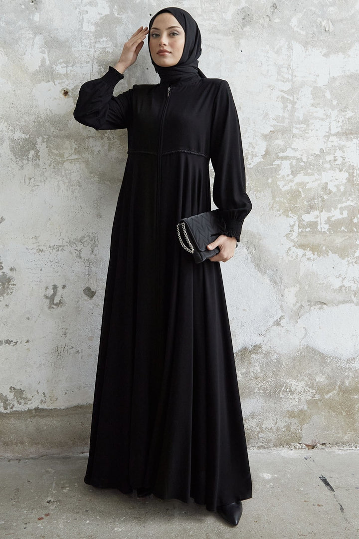 MDS Women Lace Crepe Mevlana Cloak - Black - Birkenhead