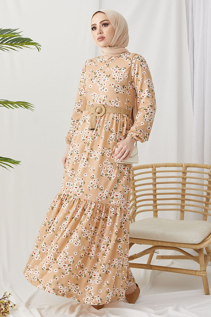 MDS Women Lesa Floral Straw Belted Dress - Beige - Greeley