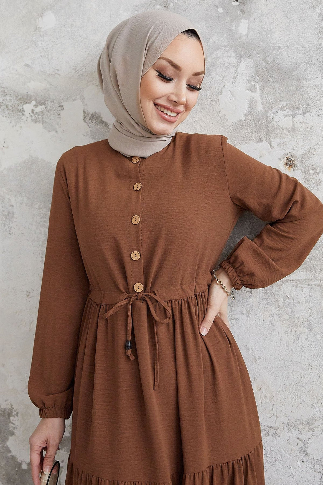 MDS Women Pamela Buttoned A-line Dress - Brown - Münster