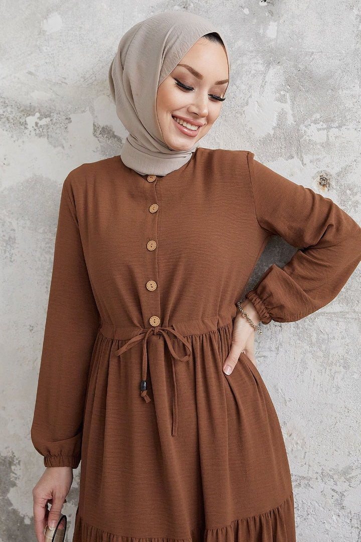MDS Women Pamela Buttoned A-line Dress - Brown - Münster