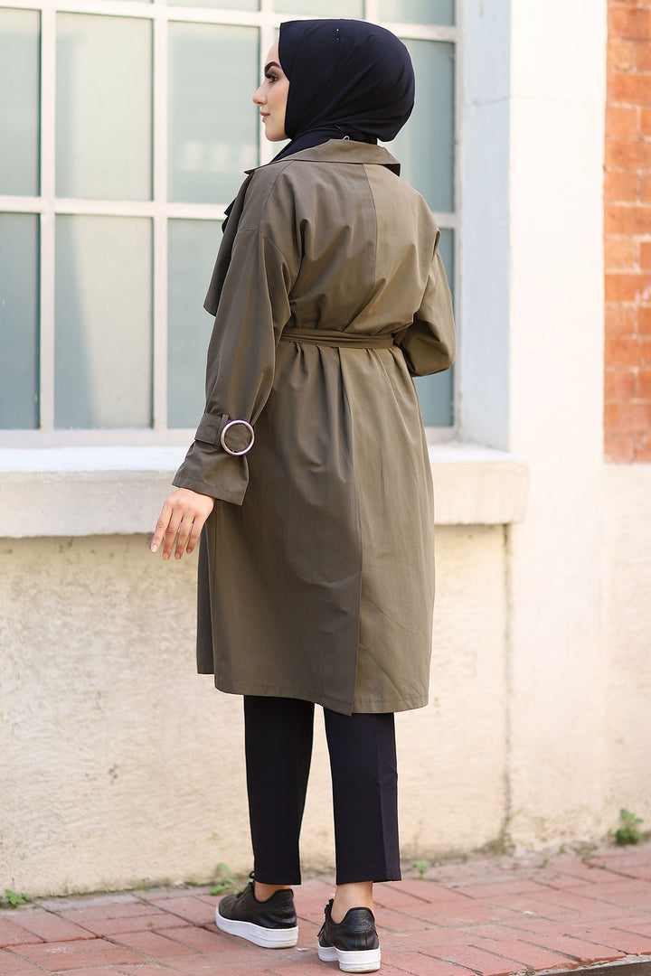 MDS Women Two-Tone Trench Coat - Khaki - Sandy Springs