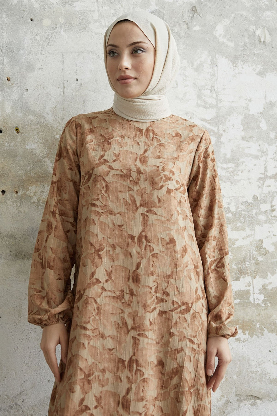 MDS Women Lily Patterned Waffle Dress - Brown - Danville