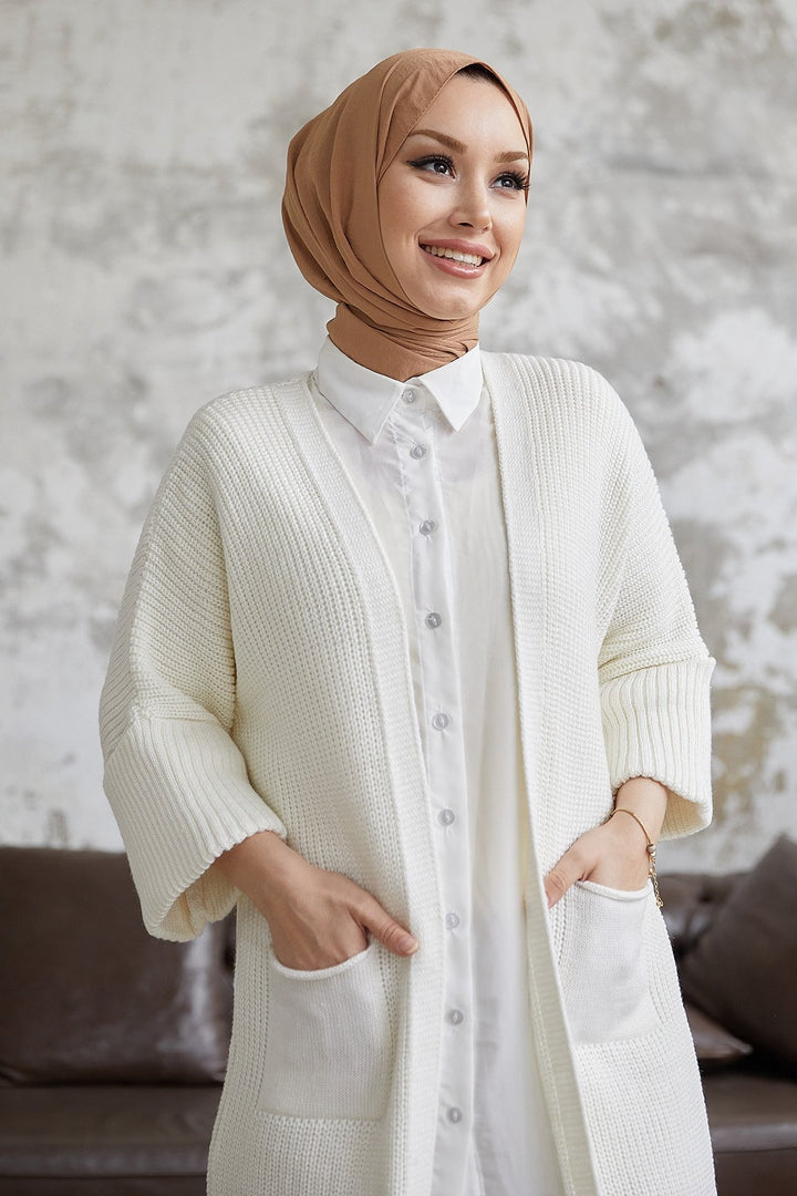 MDS Women Farah Loose Sleeve Knit Cardigan - White - Mijas