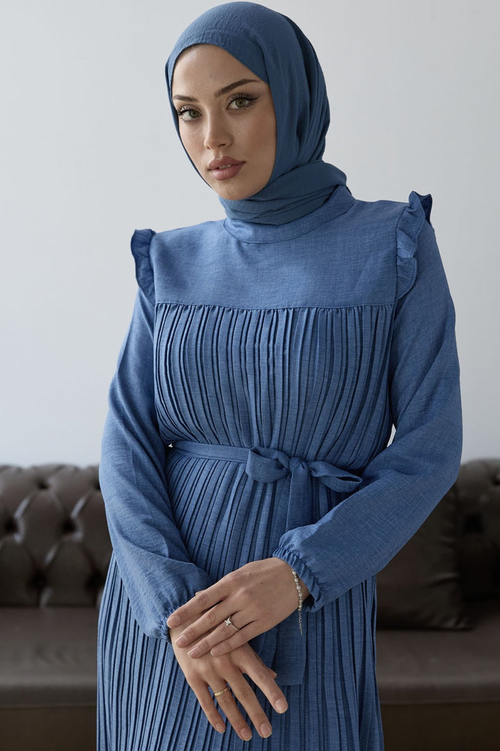 MDS Women Front Pleated Ruffle Detail Set - Indigo - Baltimore