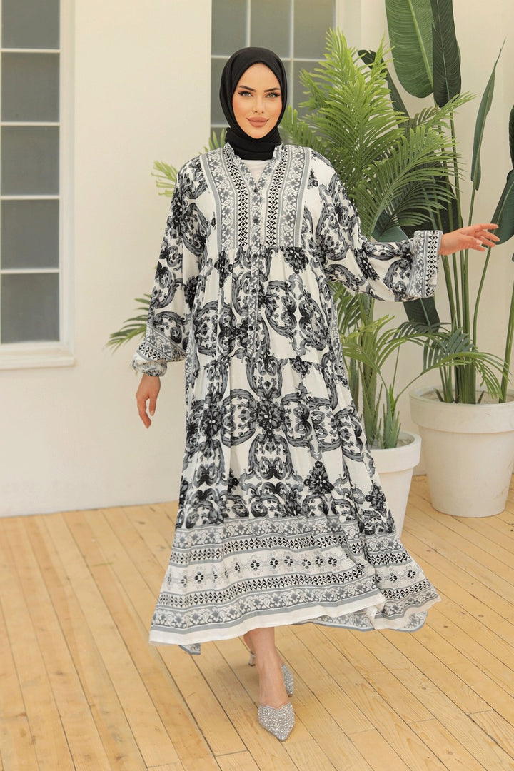 MDS Women Marbled Loose Black Viscose Dress - Nuevo Casas Grandes