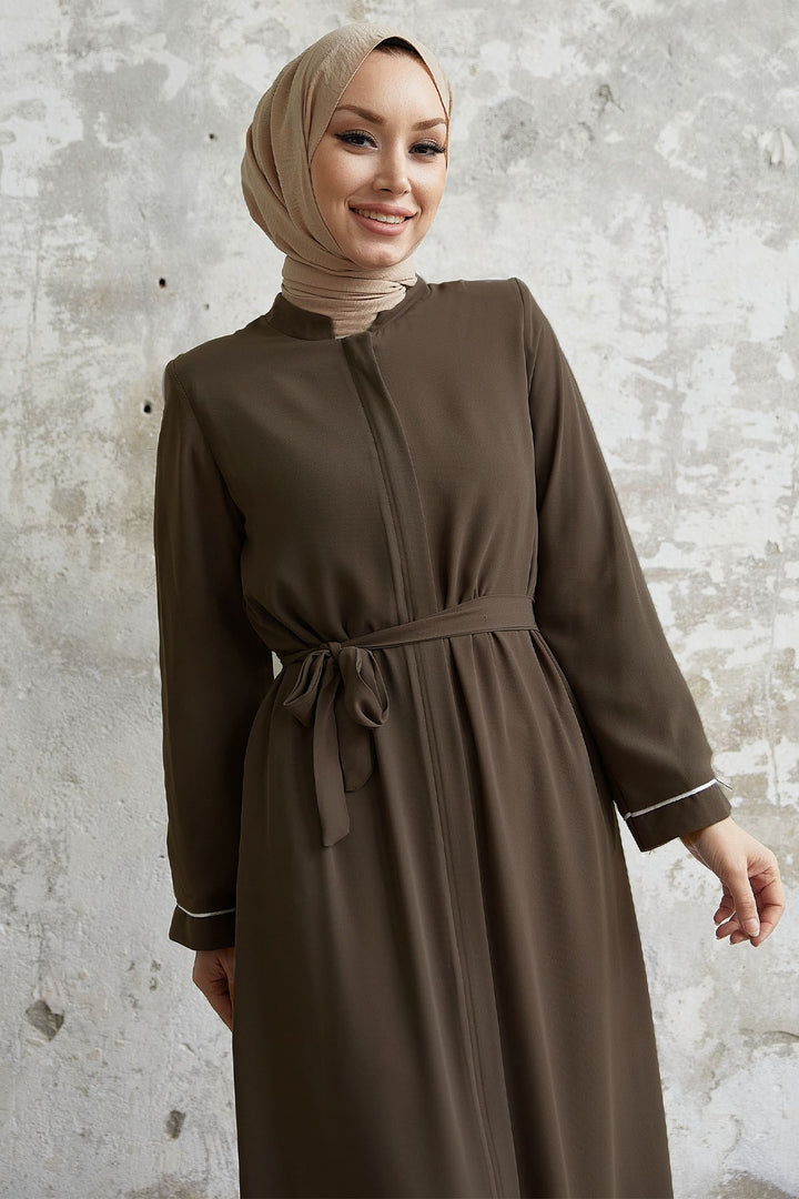 MDS Women Salvia Loose Sleeve Biye Patterned Abaya - Brown - Dayton
