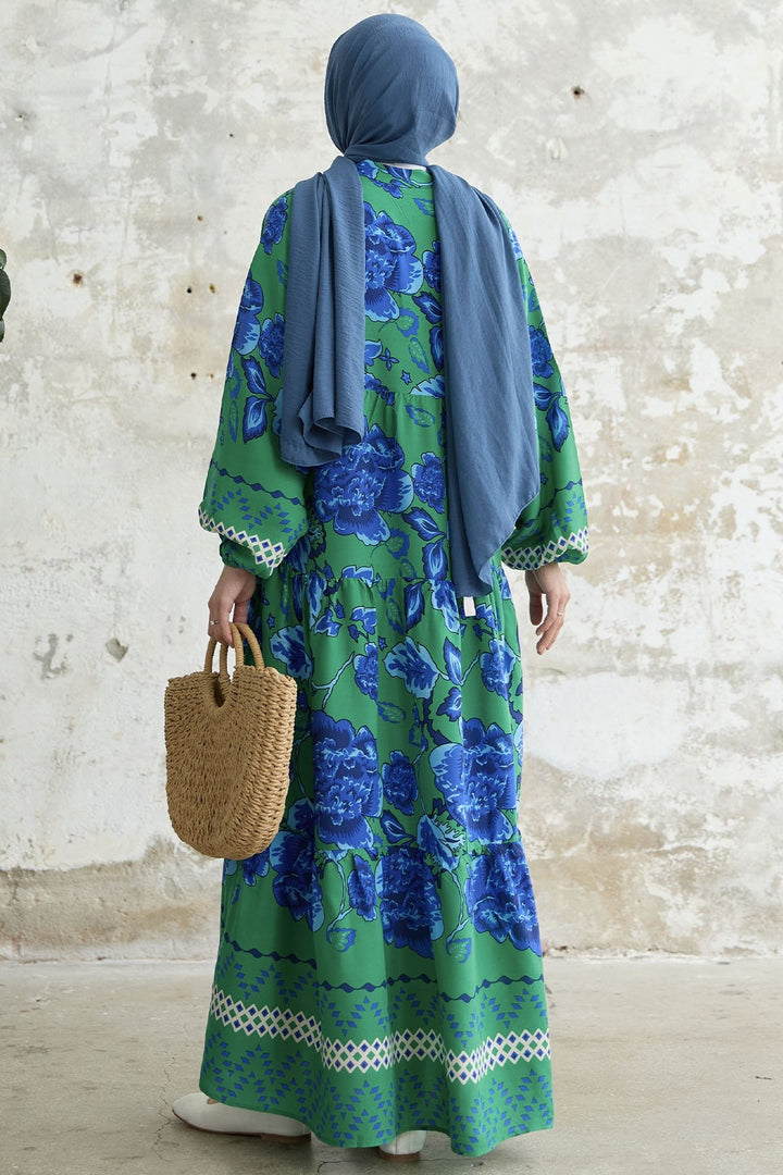 MDS Women Acacia Flower Viscose Dress - Green - Schagen