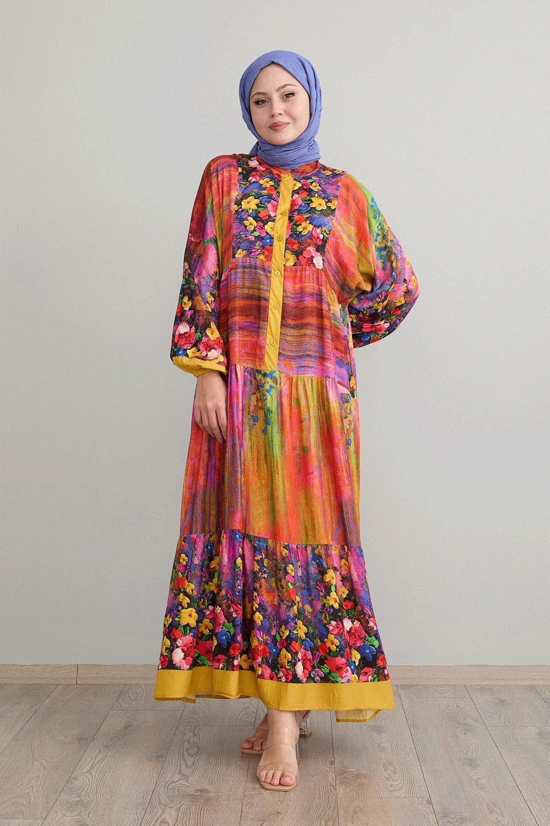 MDS Women Abstract Flower Mustard Viscose Dress - Dublin