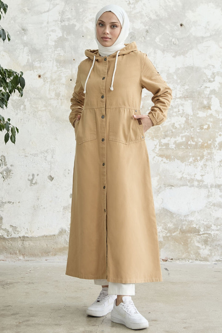 MDS Women Arm Pocketed Gabardine Jacket - Camel - Mississauga