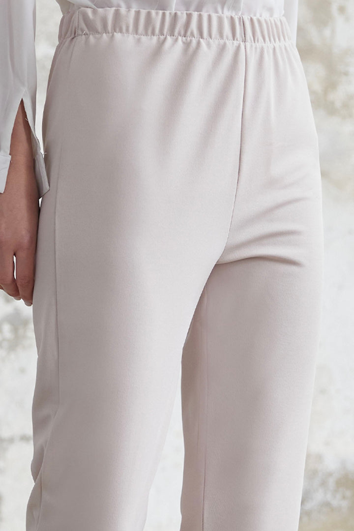 MDS Women Slim Fit Straight Leg Pants - Stone - Biel/Bienne