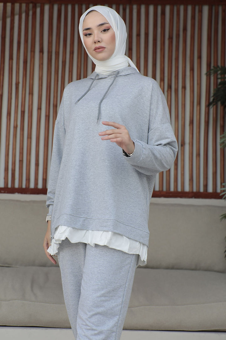 MDS Women Losya Sides Zippered Hooded Two Piece Set - Melange - Cabo San Lucas
