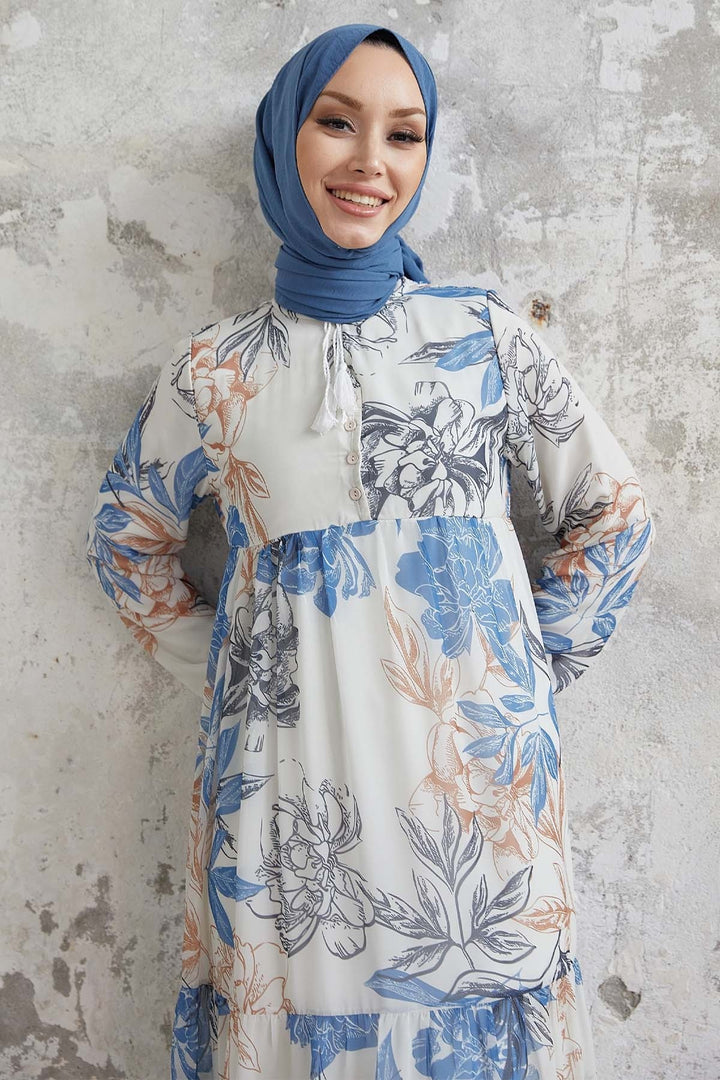 MDS Women Jalya Collar Buttoned Chiffon Dress - Blue - Sault Ste. Marie