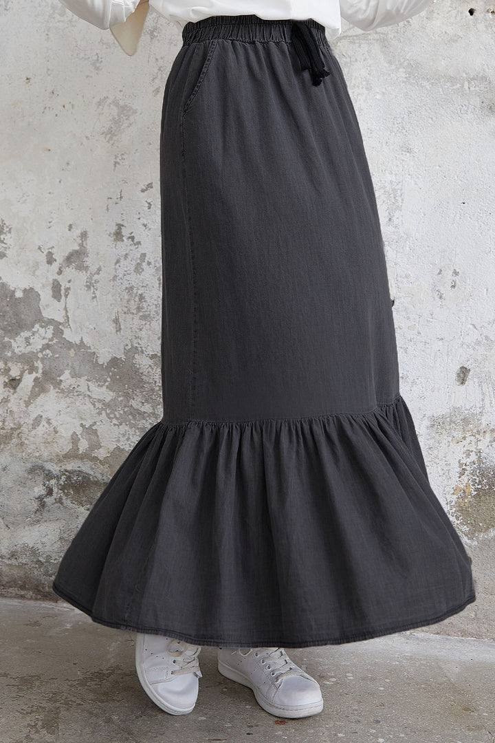 MDS Women Darlin Ruffle Denim Skirt - Gray - Martinez