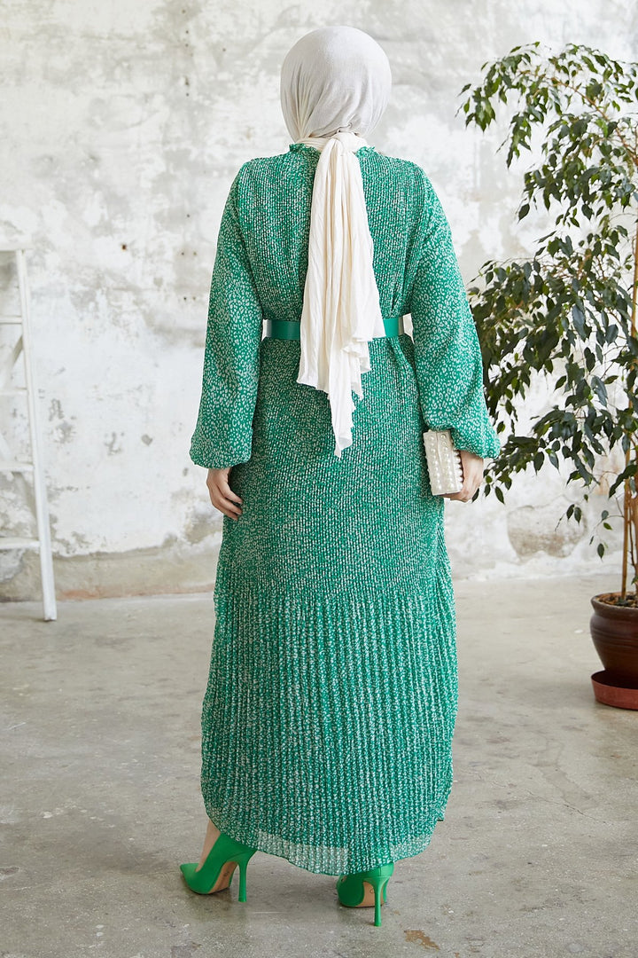 MDS Women Melya Crispy Pattern Chiffon Dress - Green - Lansing