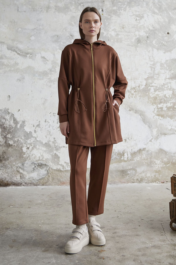 MDS Women Mior Zippered Tunnel Collared Scuba Suit - Brown - Sydney