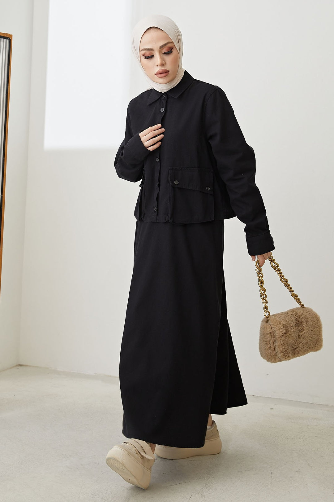 MDS Women Buttoned Elsa Linen Suit - Black - Swadlincote