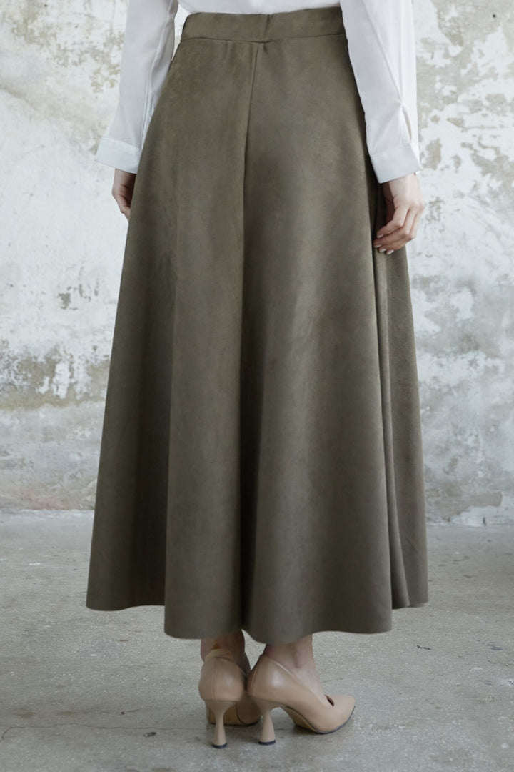 MDS Women Elisha Suede Skirt - Khaki - Oro Valley