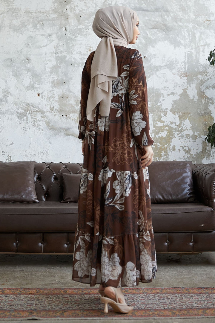 MDS Women Jalya Collar Buttoned Chiffon Dress - Brown - Córdoba