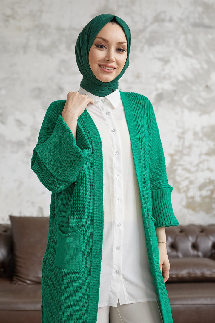 MDS Women Farah Soft Sleeve Cardigan - Green - Roman