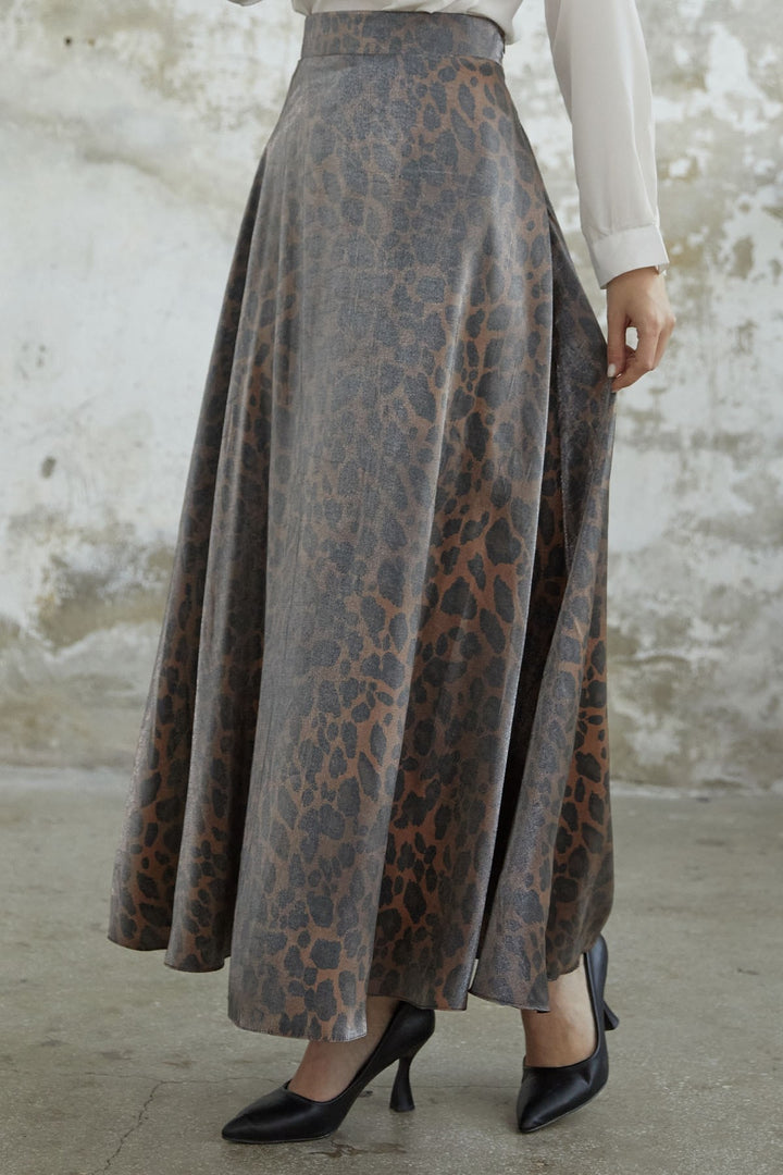 MDS Women Bright Tulle Patterned Viscose Skirt - Brown - Ridderkerk