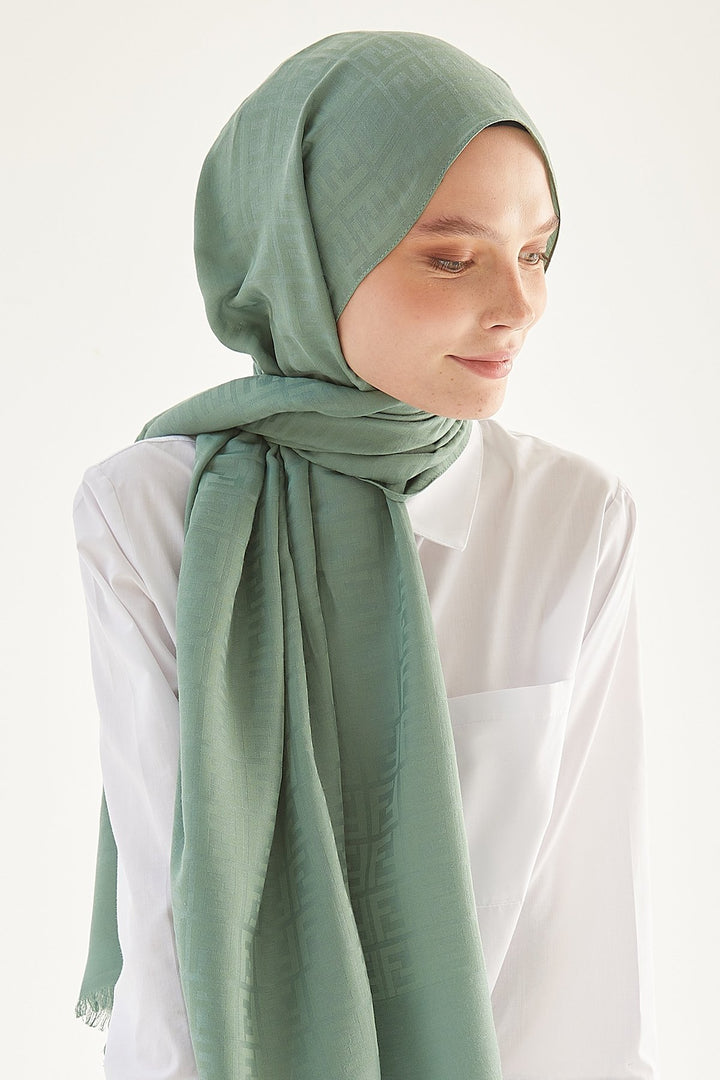 MDS Women Handwoven Jacquard Cotton Scarf - Mint - Peterborough