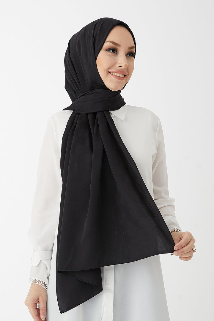 MDS Women Maura Lady Patterned Silky Jacquard Shawl - Black - Niagara Falls
