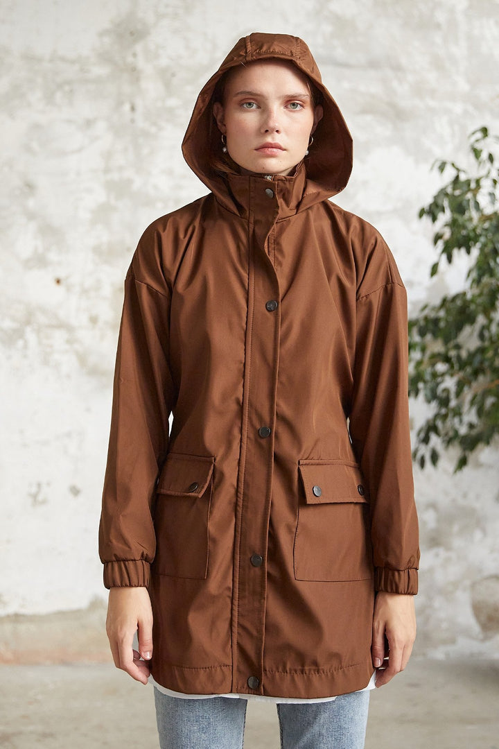 MDS Women Rosa Short Trench Coat - Brown - Baltimore