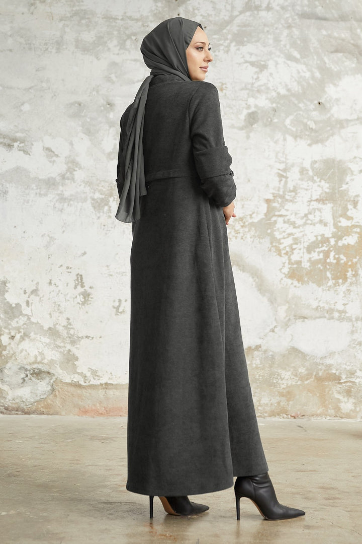 MDS Women Levina Secret Snap Abaya - Anthracite - Tyler