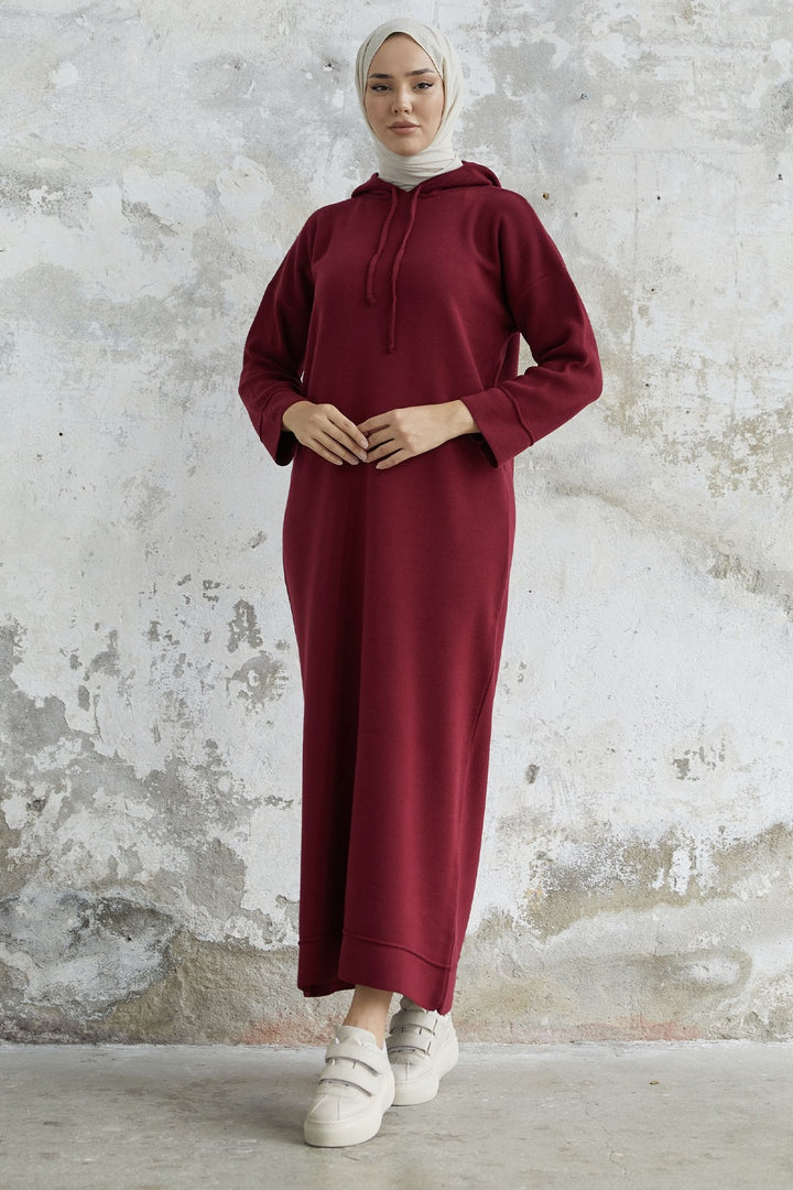 MDS Women Ivona Hooded Knit Dress - Burgundy - Coral Gables