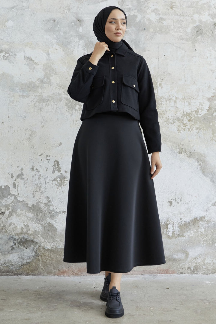MDS Women Liesa Cover Pocket Cashmere Jacket - Black - Zevenaar