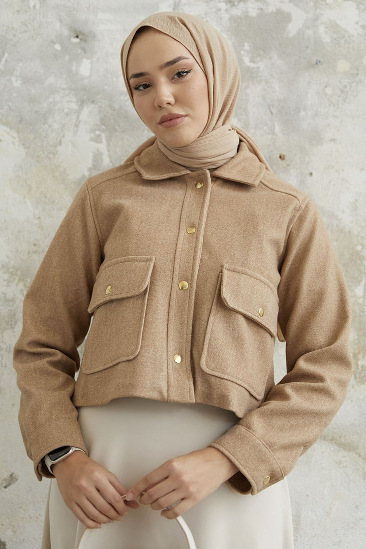 MDS Women Liesa Cover Pocketed Cashmere Jacket - Camel - Santa Cruz Xoxocotlán