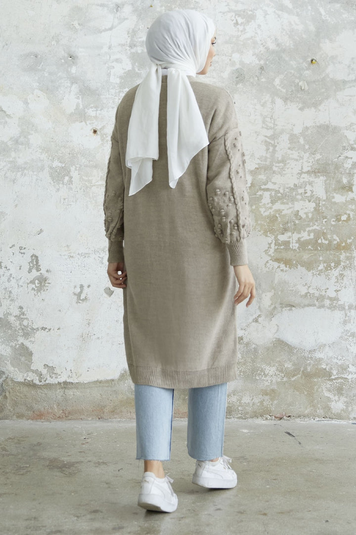 MDS Women Lomira Stone Button Detailed Knit Cardigan - Beige - Holubivske
