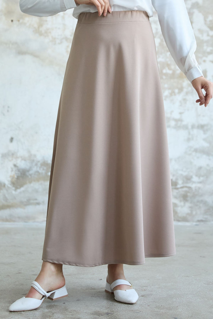 MDS Women Double Knit Fabric Skirt - Beige - Arcadia