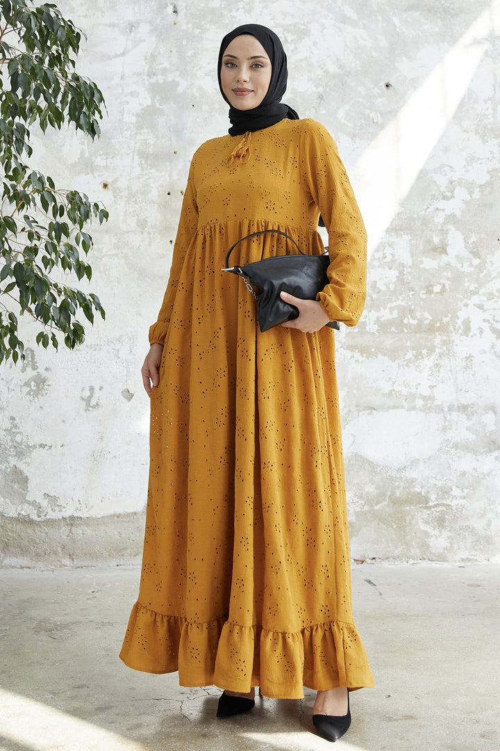 MDS Women Tasseled Embroidered Dress - Mustard - Bourg-en-Bresse