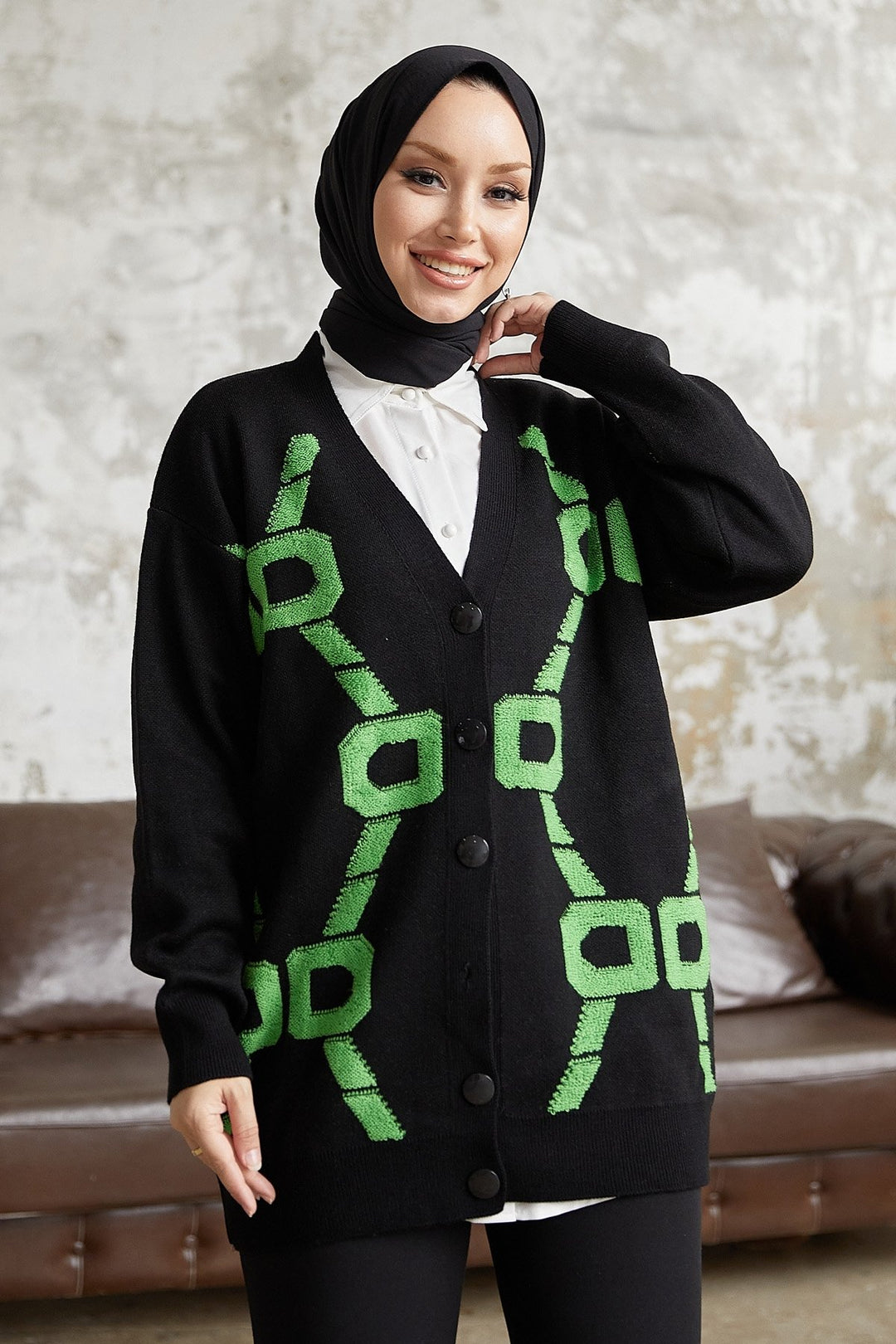 MDS Women Lenora Patterned Cardigan - Black - Netishyn
