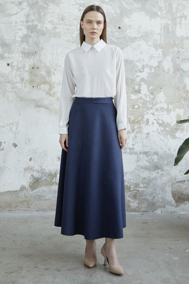 MDS Women Elisha Suede Skirt - Navy - Missouri City