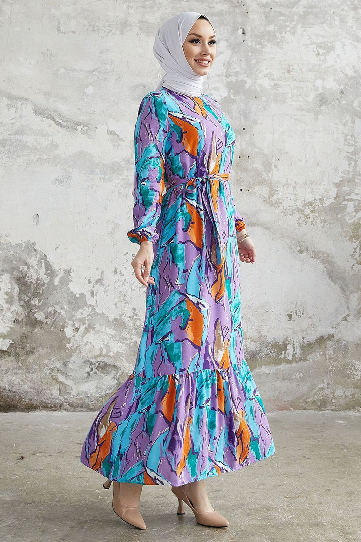MDS Women Rabel Marbled Patterned Viscose Dress - Purple - Kaarst