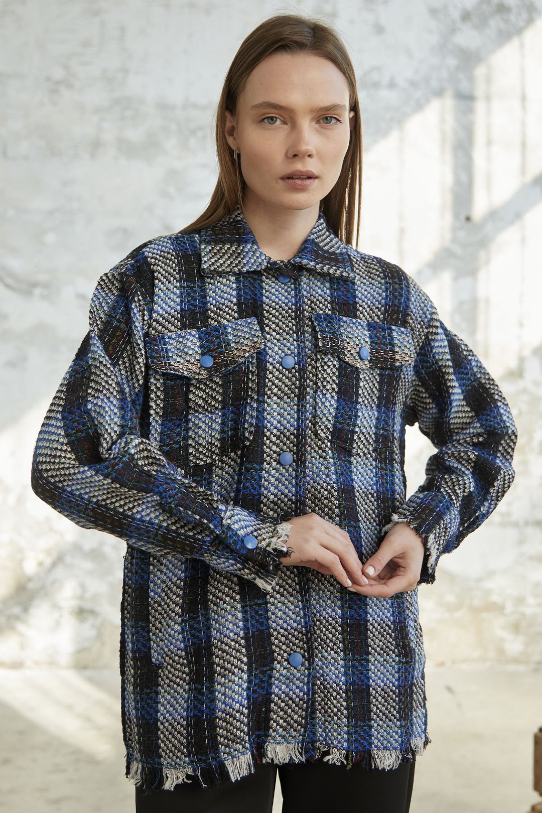 MDS Women Tassel Detail Button-Up Shirt - Blue - Wythenshawe