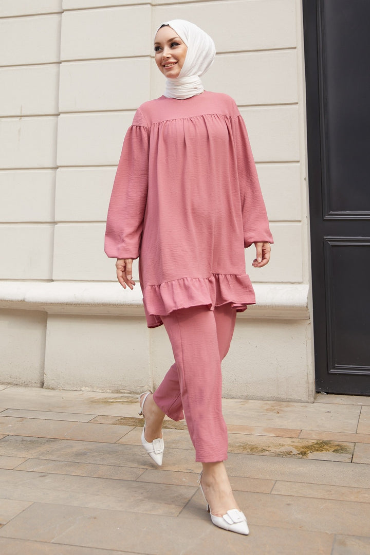 MDS Women Lively Ruffle Skirt Set - Pink - Lelystad