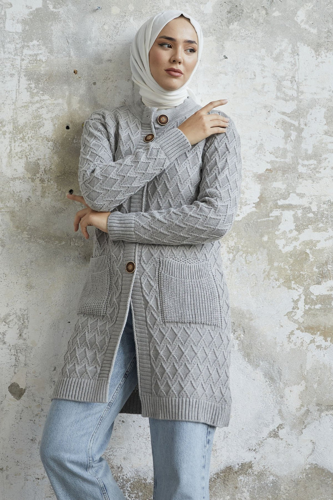 MDS Women Mosya Pocketed Buttoned Cardigan - Gray - Imperia