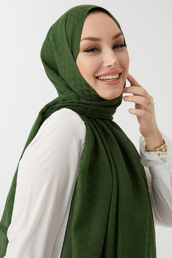 MDS Women Prism Pattern Cotton Jacquard Scarf - Khaki - Anzio