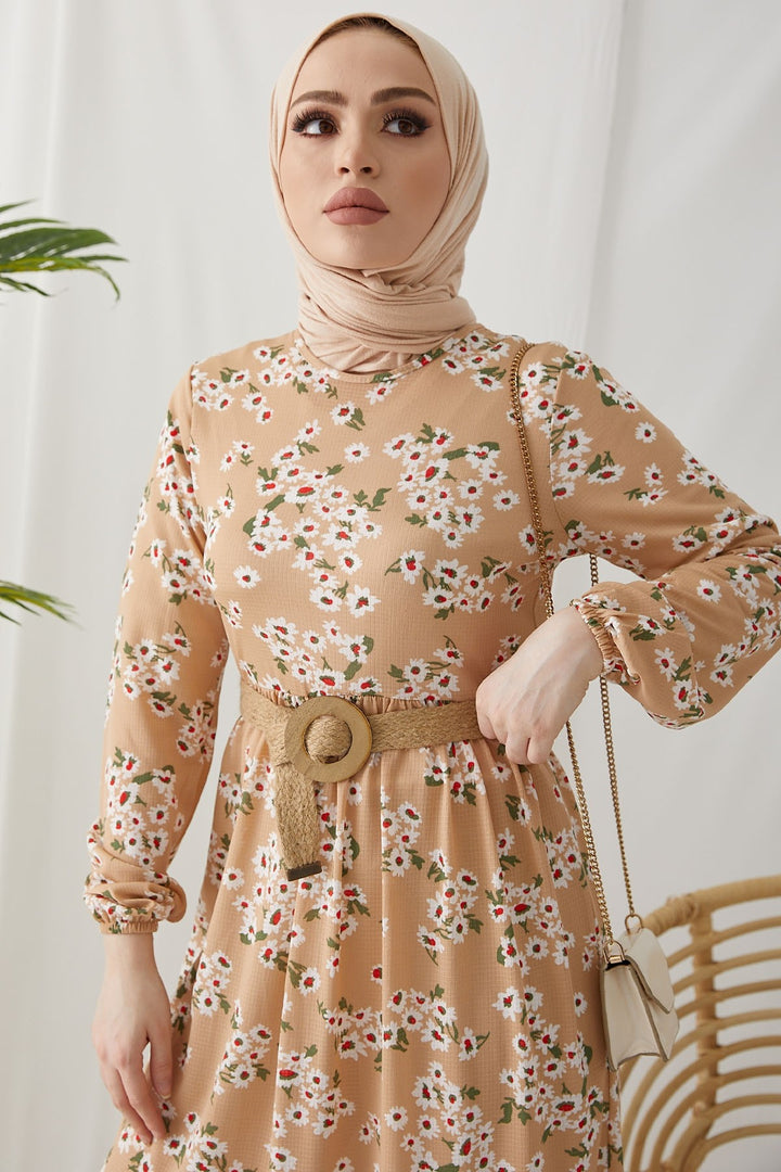 MDS Women Lesa Floral Straw Belted Dress - Beige - Greeley