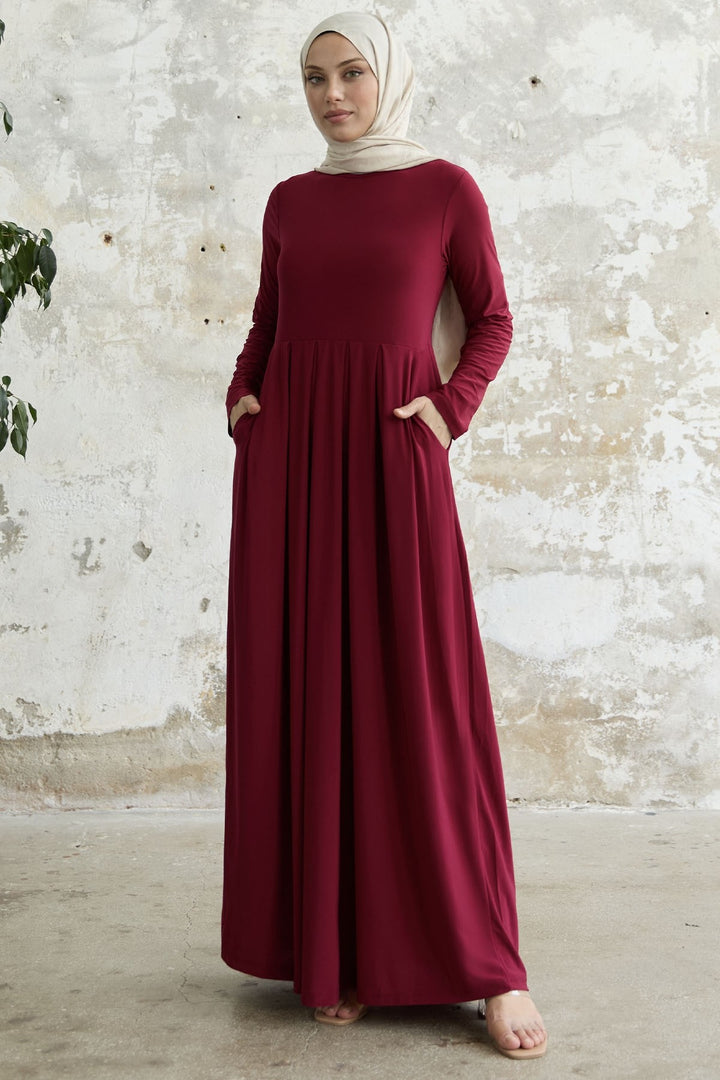 MDS Women Sandy Hat Dress - Burgundy - Apache Junction