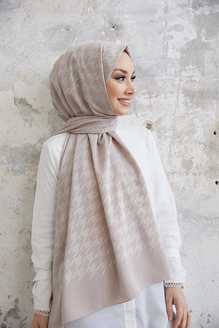 MDS Women Home Kazayağı Pattern Silky Jacquard Shawl - Ivory - New Tecumseth
