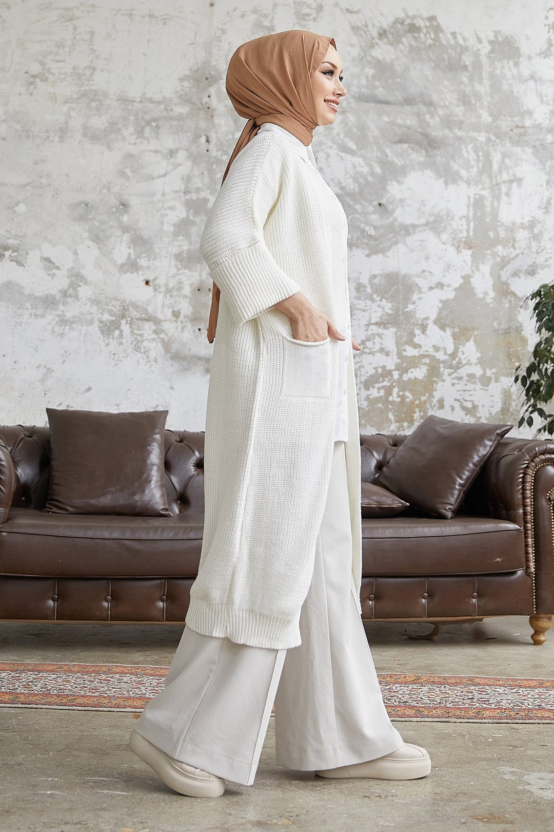 MDS Women Farah Loose Sleeve Knit Cardigan - White - Mijas