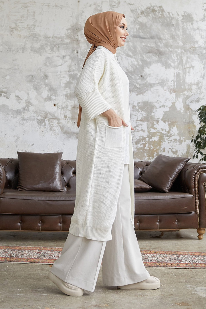 MDS Women Farah Loose Sleeve Knit Cardigan - White - Mijas