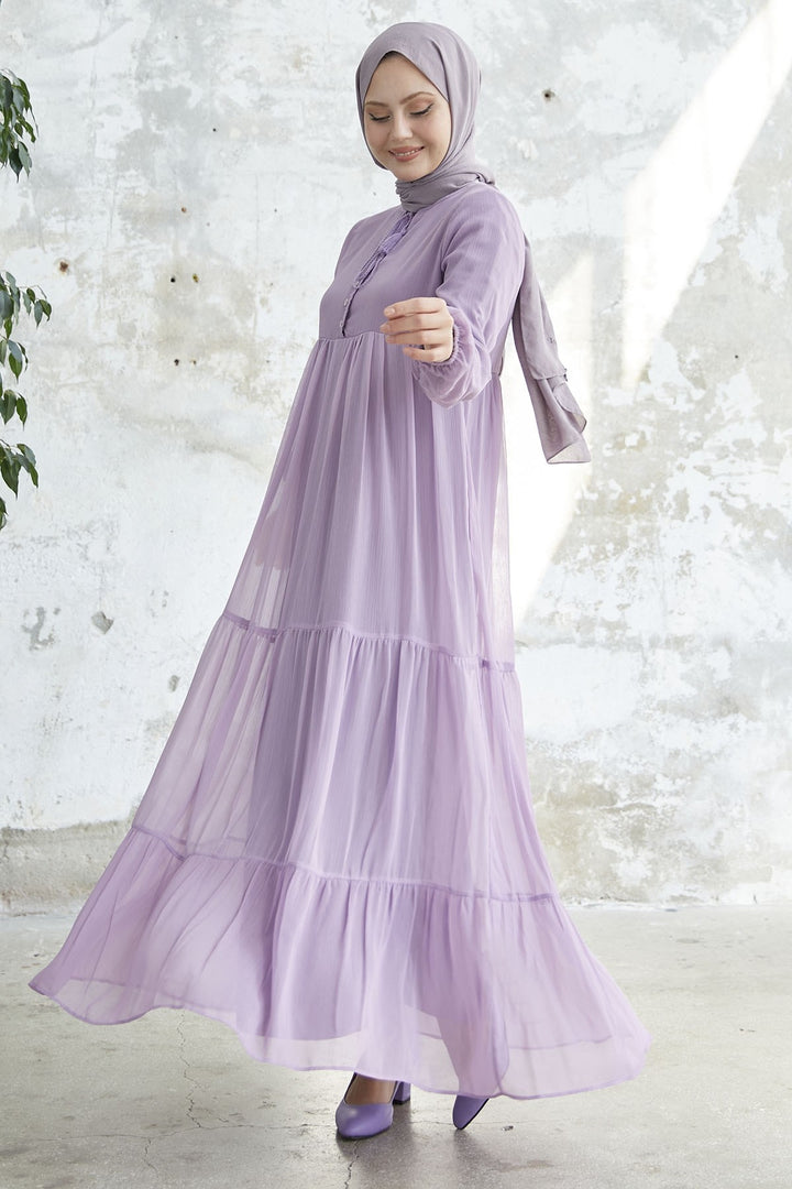 MDS Women Lace-Up Yoryo Chiffon Dress - Lilac - Sloviansk