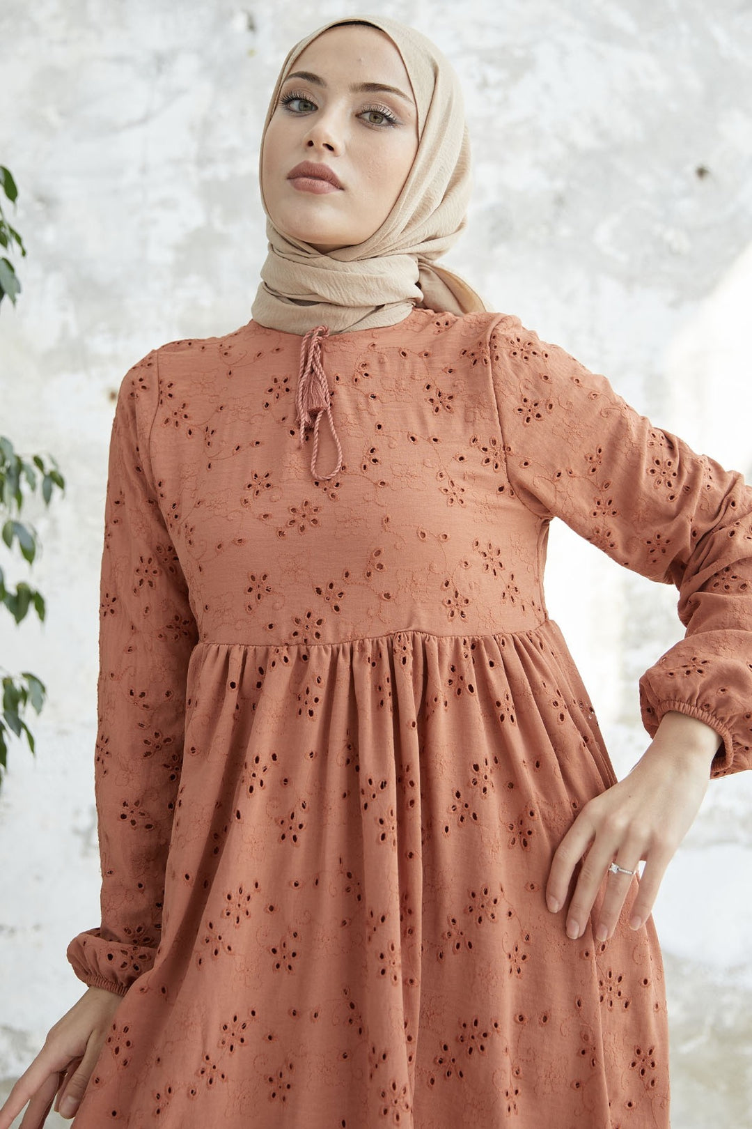 MDS Women Tasseled Embroidered Dress - Terracotta - Plant City