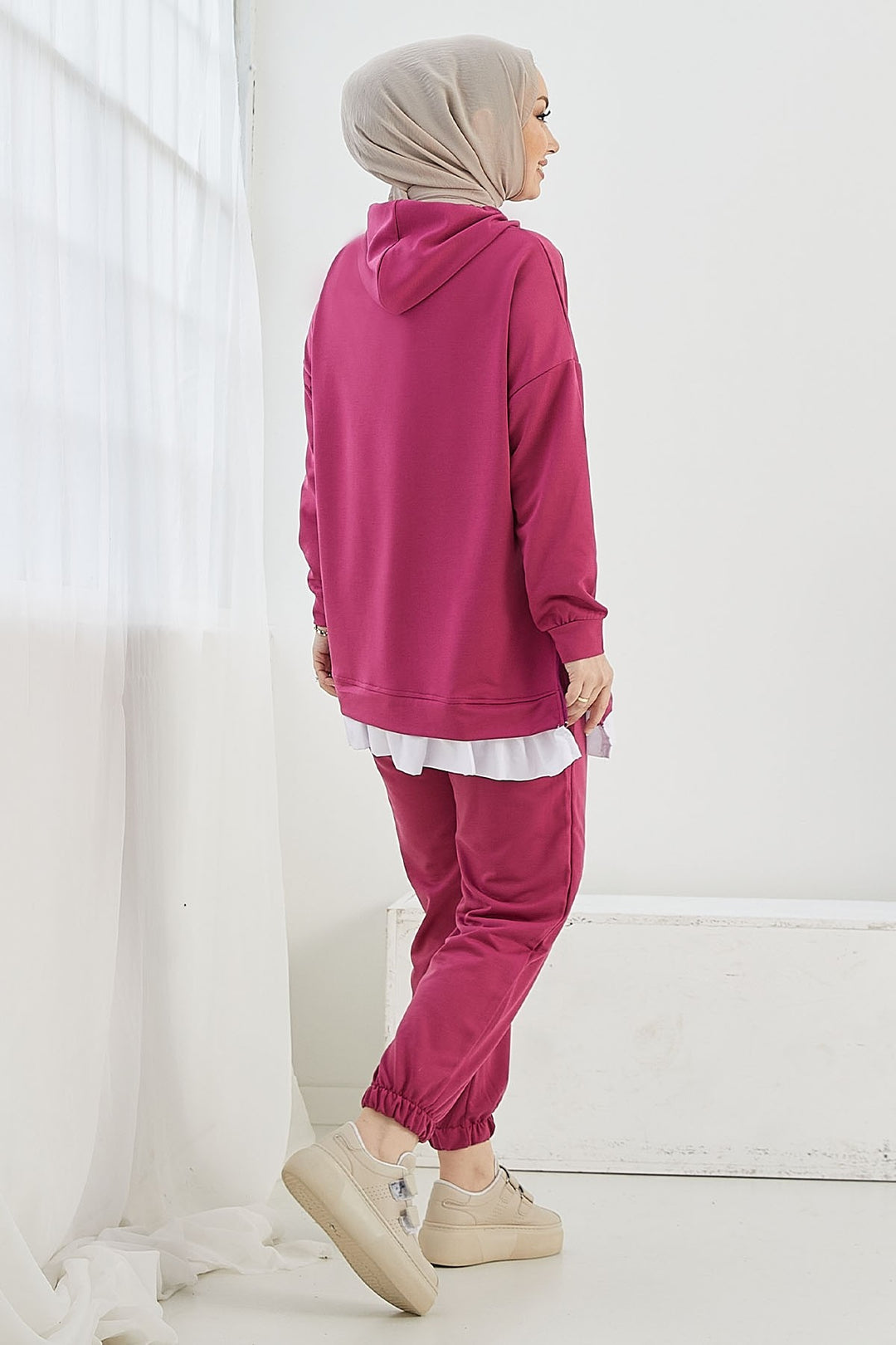 MDS Women Losya Sides Zippered Hooded Two Piece Set - Fuchsia - Exmouth