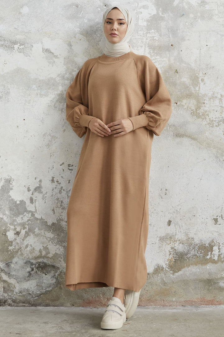 MDS Women Mina Balloon Sleeve Knit Dress - Milky Coffee - Cumbernauld